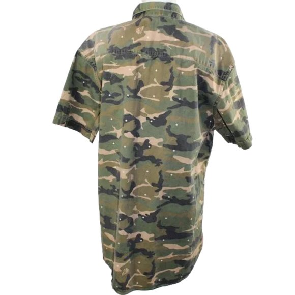 Hustle Gang Short Sleeve Green Tan Camo Button Down Shirt Size: 2X - Picture 8 of 10